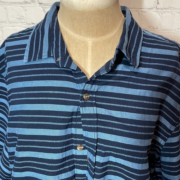 Old Navy Relaxed-Fit Textured-Stripe Short-Sleeve Shirt blue - Picture 4 of 7